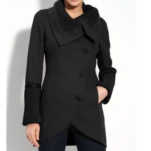 Mackage Tessa wool leather trim black coat S front